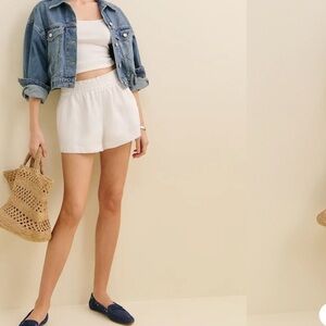 Reformation Crisp White Linen Shorts